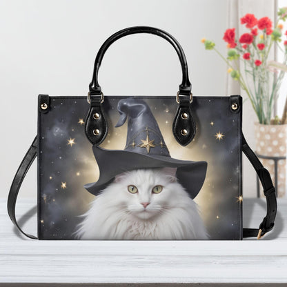 Celestial Witch Cat Crossbody Bag - Mystical Designer Purse, Vegan Leather Gift for Women