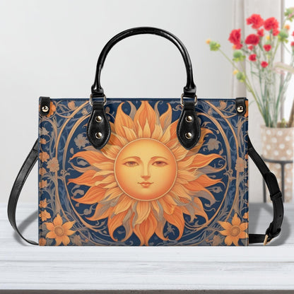 Sun Design Crossbody Bag - Unique Vegan Leather Purse, Luxury Nature-Inspired Gift for Women