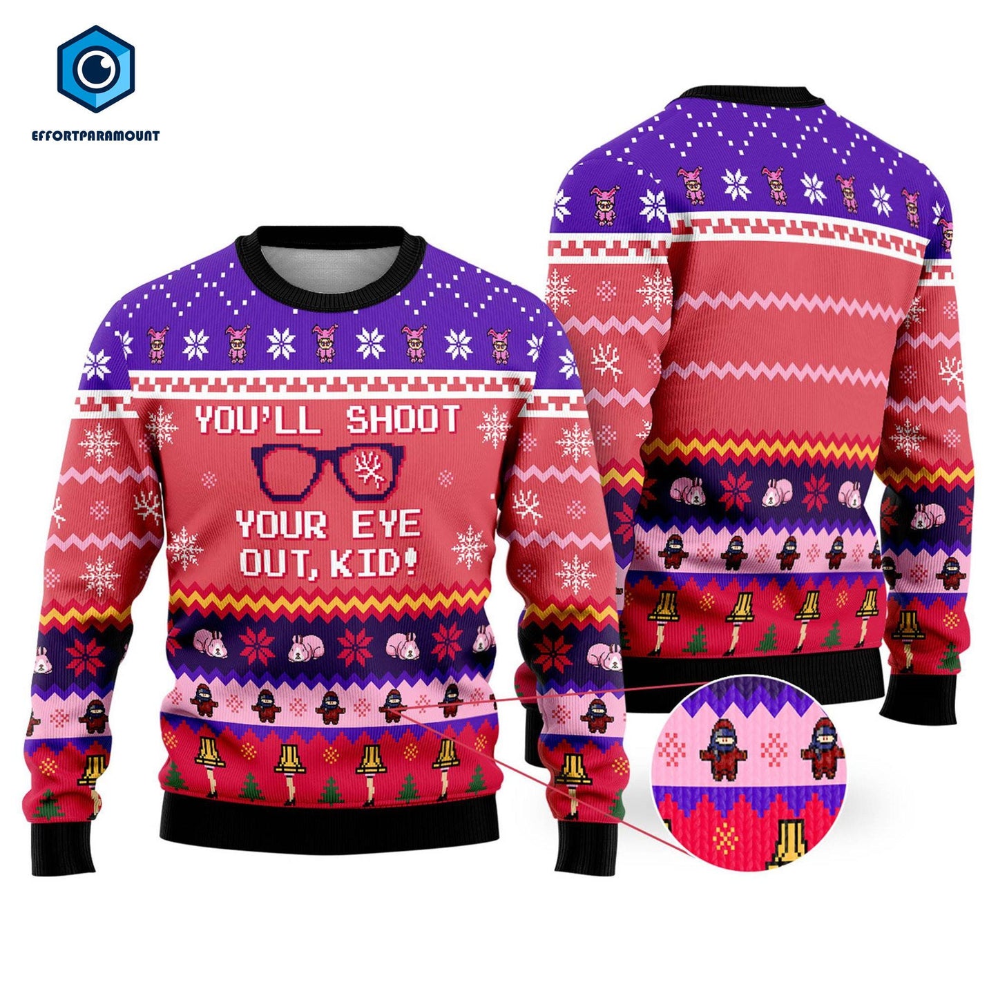 You'll Shoot Your Eye Out Ugly Sweater, Ralphie Foot Lamp Shirt, Christmas Story Ugly Christmas Sweater