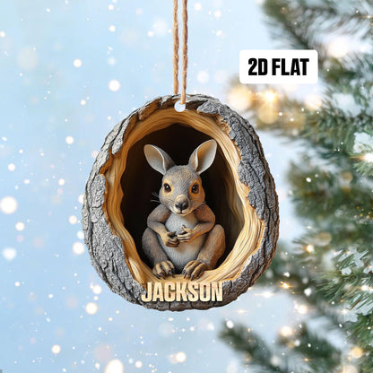 Personalized Kangaroo 2D Flat Ornament, Custom Name Christmas Tree Ornament, Kangaroo Baby Christmas Home Decor,Xmas Gift for Kangaroo Lover
