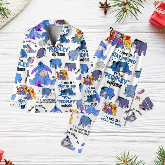 Winnie The Pooh Eeyore  Pajamas, Eeyore Dokey Pajamas, It's Too Peopley Outside , Pooh Bear Shirt, Gift For Him