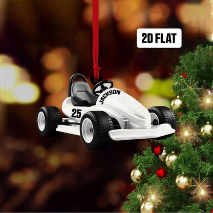 Personalized Go-Kart Racing 2D Flat Ornament, Custom Go-Kart Racing Christmas Tree Ornament, Go-Kart Racing Christmas Home Decor Gift