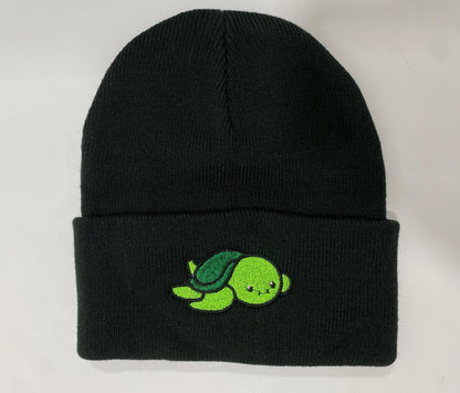 Embroidered Green TURTLE Beanie, Cute Gift for Animal Lover, Kid-Friendly Winter Wear, Present for Reptile Enthusiast, Ocean Sea Creature