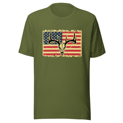 Deer skull with American flag shirt, Hunting shirt, deer hunting shirt, hunting shirt for men, gift for hunter, hunting lover gift