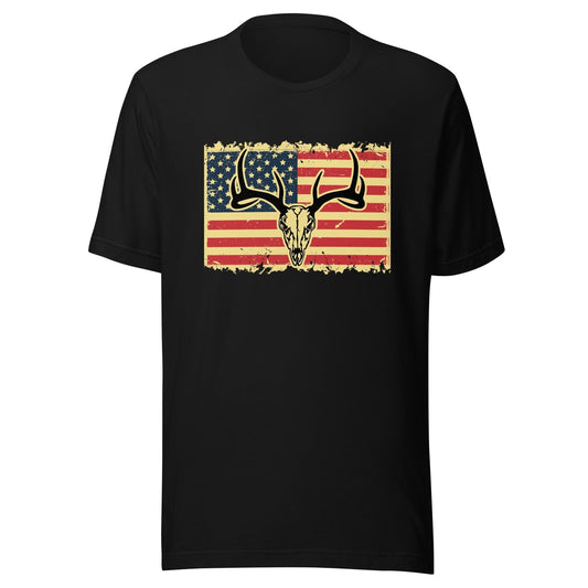 Deer skull with American flag shirt, Hunting shirt, deer hunting shirt, hunting shirt for men, gift for hunter, hunting lover gift