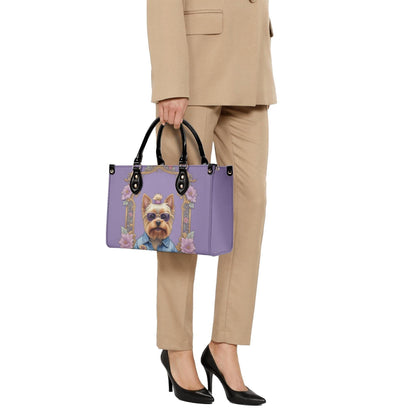 Yorkshire Terrier in Denim Jacket Crossbody Bag - Fun Vegan Leather Purse, Unique Dog Lover Gift