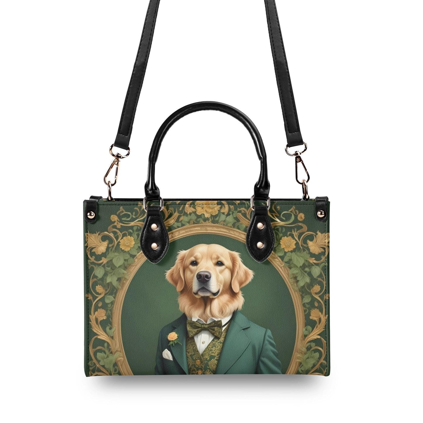 Golden Retriever in Gentleman’s Suit Crossbody Bag - Unique Vegan Leather Purse, Luxury Gift for Dog Lovers