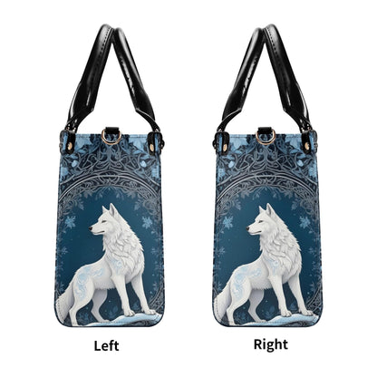 White Wolf Crossbody Bag - Mystical Vegan Leather Purse, Unique Nature-Inspired Gift for Women
