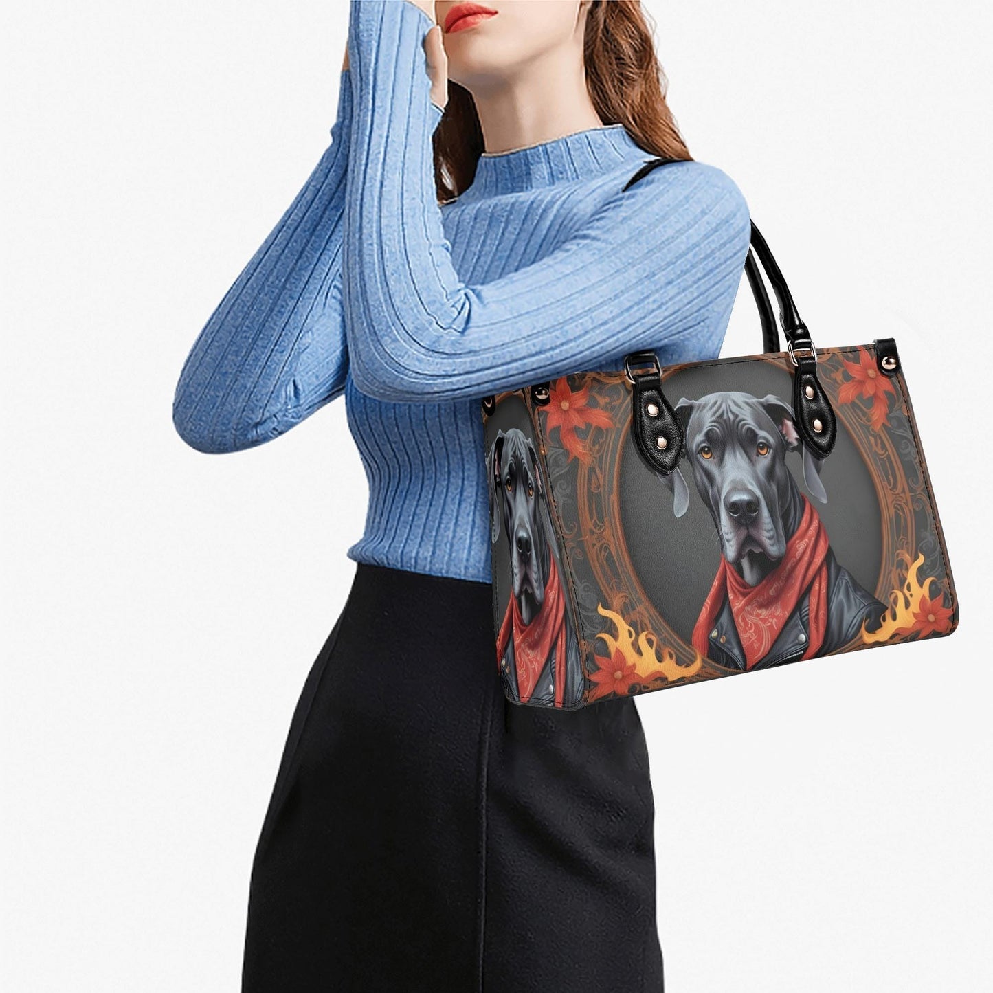 Great Dane Crossbody Bag in Leather Jacket - Stylish Vegan Leather Purse, Unique Dog Lover Gift