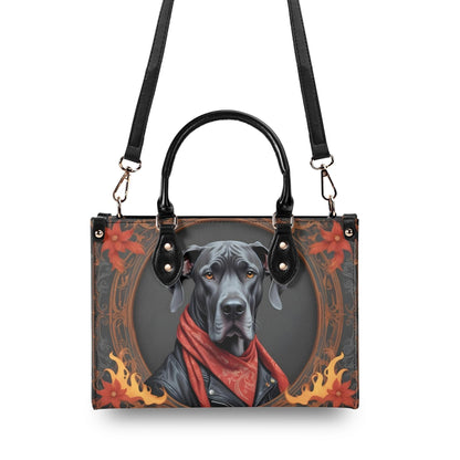 Great Dane Crossbody Bag in Leather Jacket - Stylish Vegan Leather Purse, Unique Dog Lover Gift