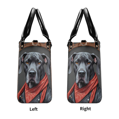 Great Dane Crossbody Bag in Leather Jacket - Stylish Vegan Leather Purse, Unique Dog Lover Gift