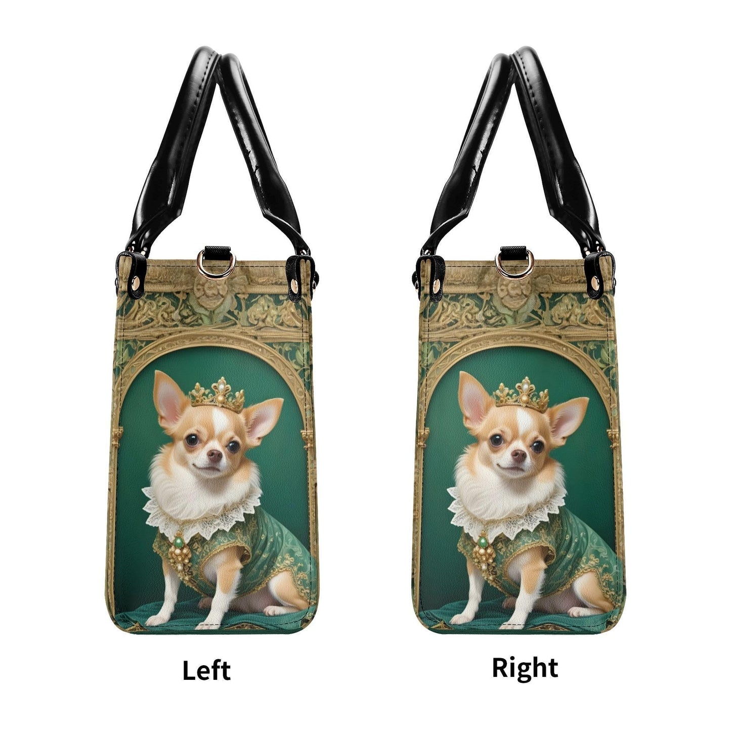 Chihuahua Art Nouveau Crossbody Bag - Royal Dog Portrait Vegan Leather Purse, Unique Gift for Dog Lovers