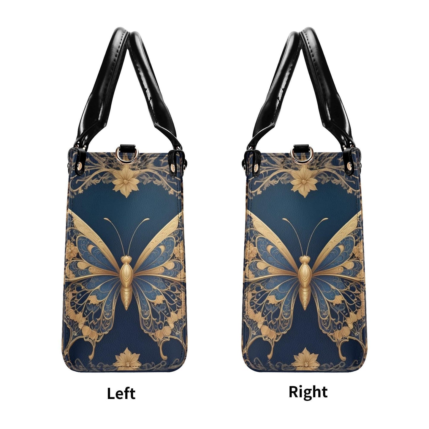 Golden Art Nouveau Butterfly Crossbody Bag - Nature-Inspired Vegan Leather Designer Purse, Unique Gift for Women