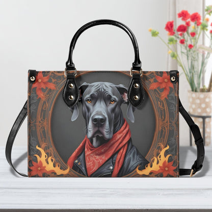 Great Dane Crossbody Bag in Leather Jacket - Stylish Vegan Leather Purse, Unique Dog Lover Gift