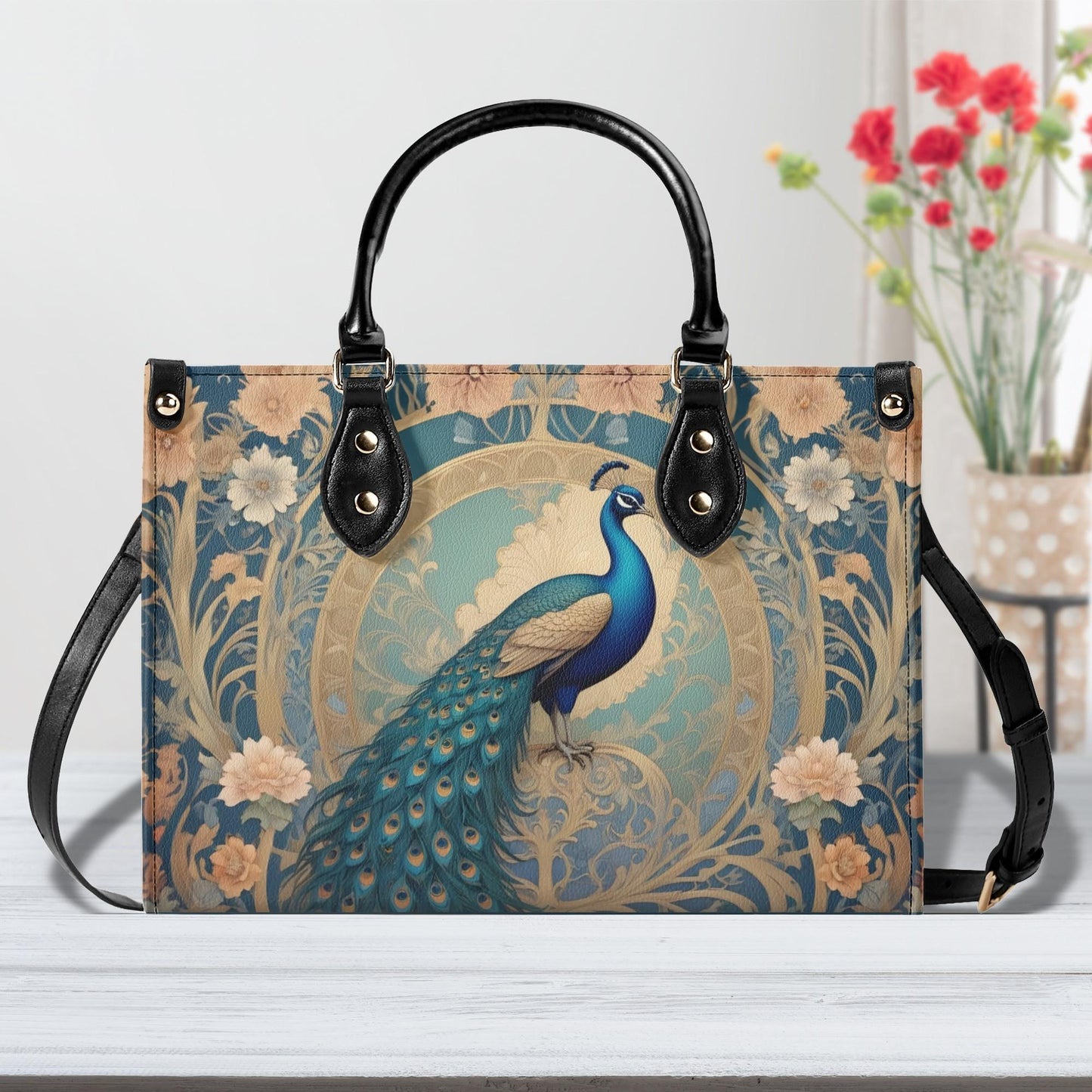 Celestial Sunburst Crossbody Bag - Art Nouveau Vegan Leather Designer Purse, Unique Gift for Women