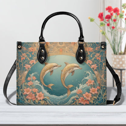Dolphins in Art Nouveau Style Bag Cute Crossbody Bag Unique Purse Cute Purse, Luxury Bag Vegan Leather Bags Printed Designer Bag
