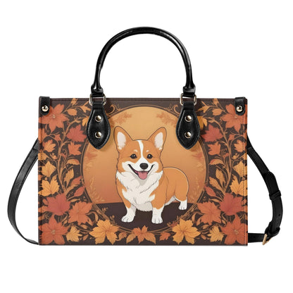 Elegant Corgi Crossbody Bag in Autumn Tones - Vegan Leather Purse, Unique Gift for Dog Lovers