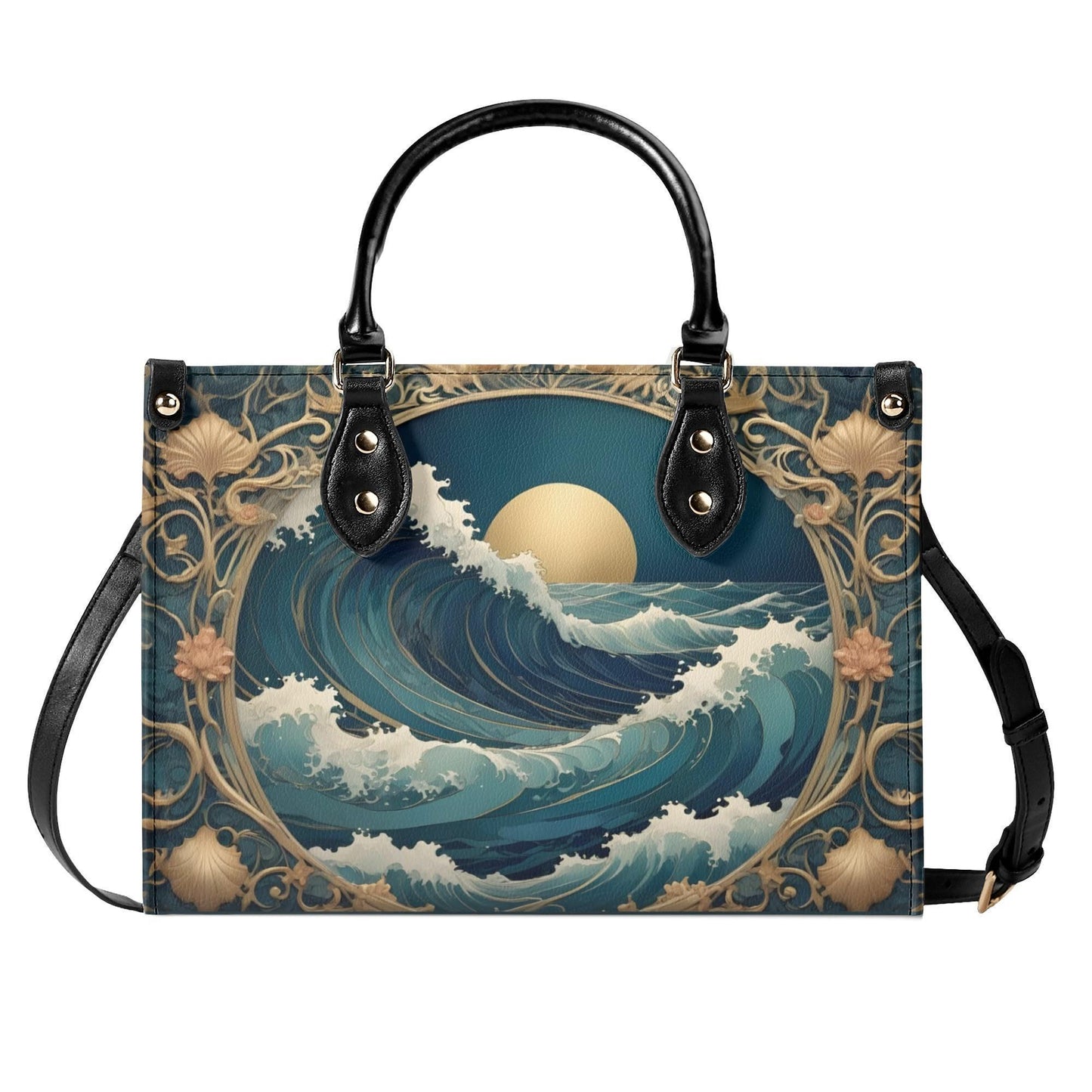Ocean Waves Crossbody Bag - Nature-Inspired Vegan Leather Designer Purse, Unique Gift for Women
