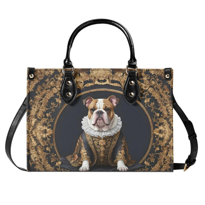 Elizabethan Bulldog Crossbody Bag - Royal Dog Portrait Vegan Leather Purse, Unique Gift for Women