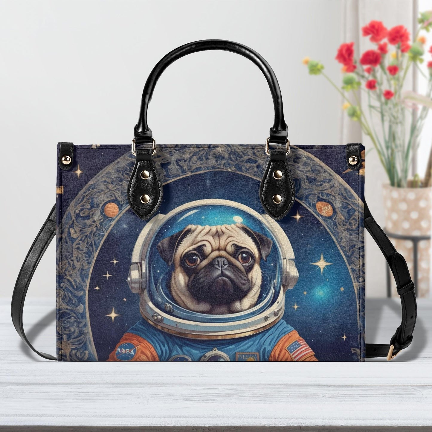 Pug Astronaut Bag Cute Crossbody Bag Unique Purse Cute Purse, Luxury Bag Vegan Leather Bags Printed Designer Bag