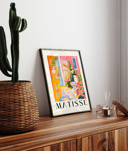 Matisse Inspired Bathroom Art Print: Tropical Pink Decor