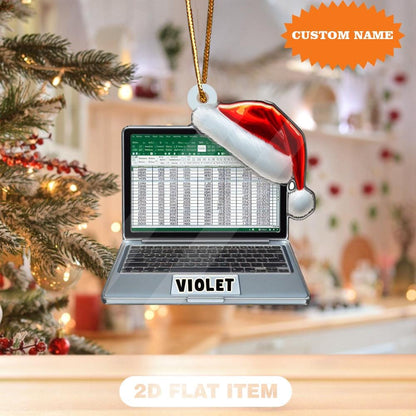 Personalized Laptop Christmas Ornament, 2D Flat Ornament, Love Excel Christmas Gift, Christmas Home Decor, Christmas Gift