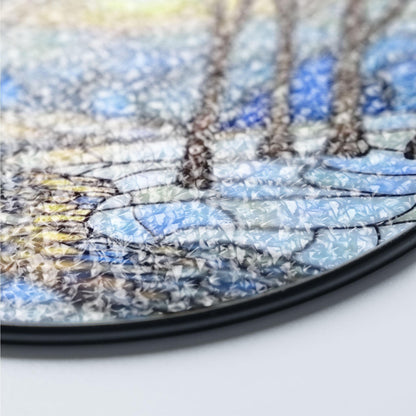 Stained Glass Winter Sunrise, Winter Stained Glass SunCatcher, Winter Season Light Catcher, Snow Home Decoration Gift, Winter Decor Gift