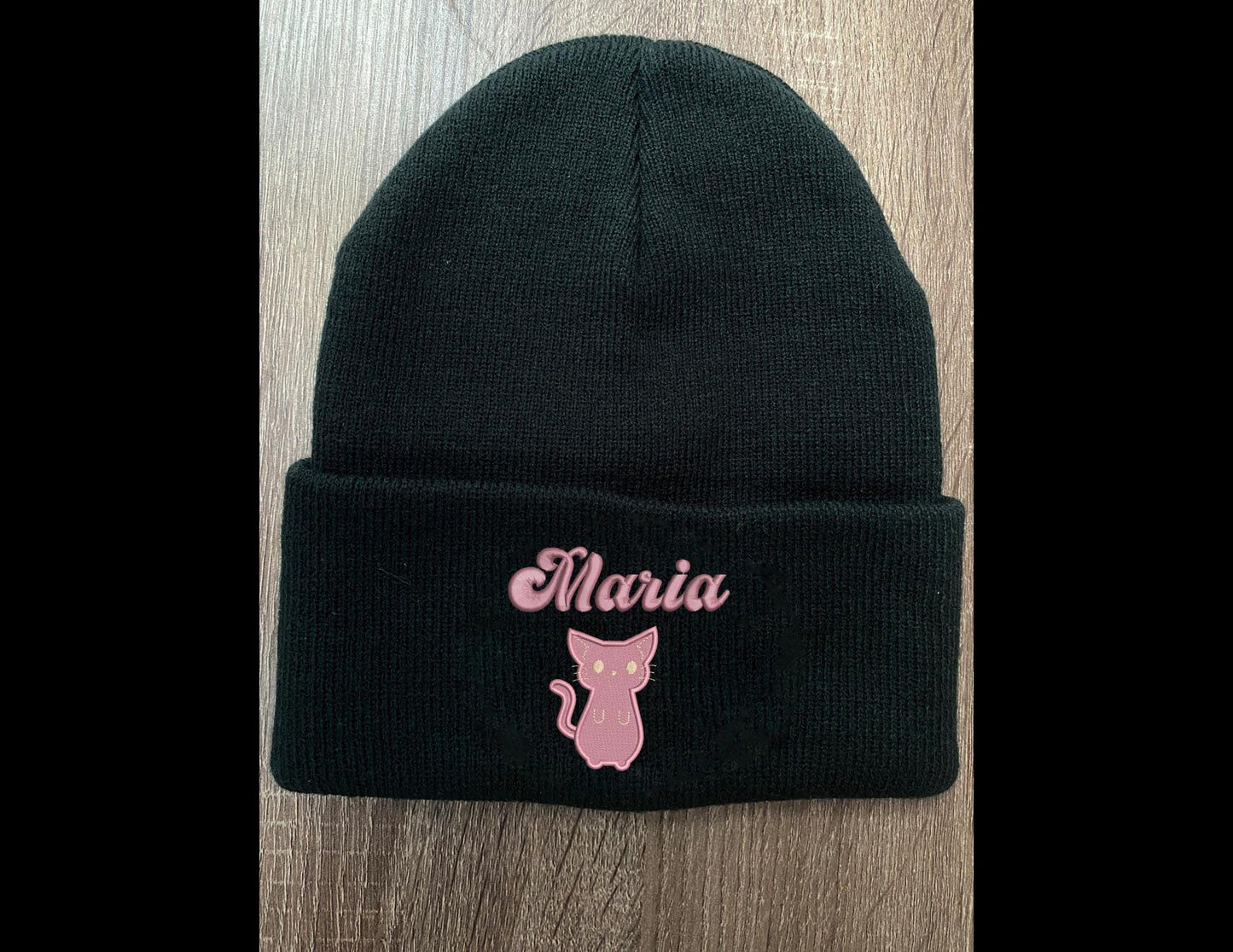 Custom CAT Beanie, Embroidered Personalized Name Cute Kitten Winter hat, Comfy Cold Weather Wear, Great Gift Present for Cat Lovers