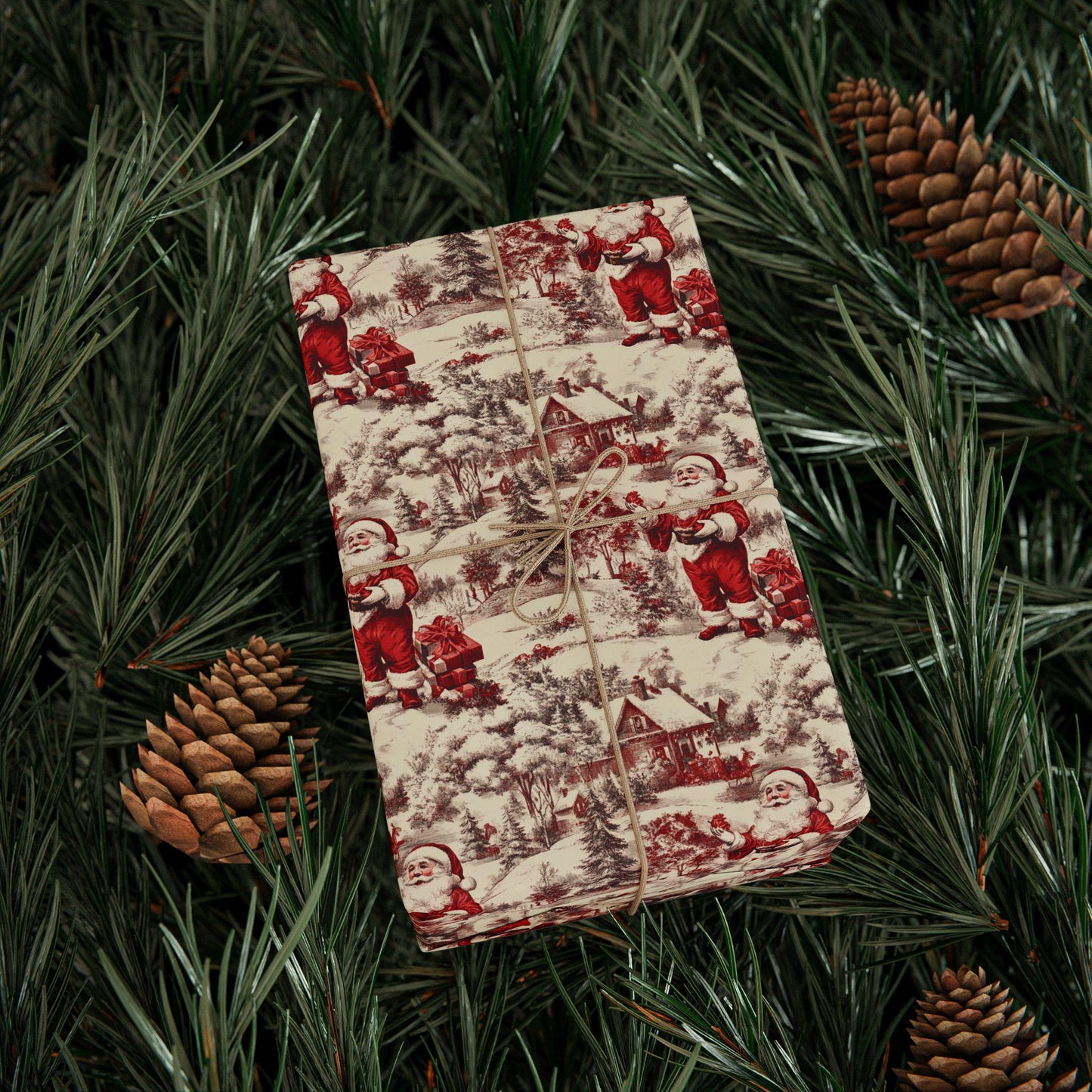 Vintage Christmas Toile Gift Wrap Santa Holiday Gift Wrapping Paper Christmas Gift Wrap Xmas Christmas Vintage Wrapping Paper Roll Victorian