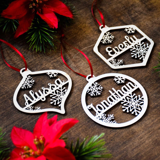 Personalized Christmas Ornament | Custom Laser Cut Name Bauble | 2025 Wood Gift Tag