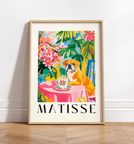 English Bulldog Coffee Print: Matisse Style Kitchen Wall Art