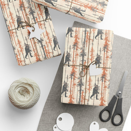 Funny Sasquatch Wrapping Paper: Rustic Bigfoot Gift Wrap