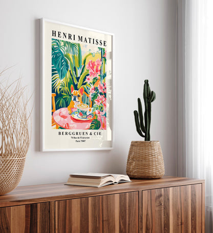 French Bulldog Drinking Coffee: Matisse Style Kitchen Print