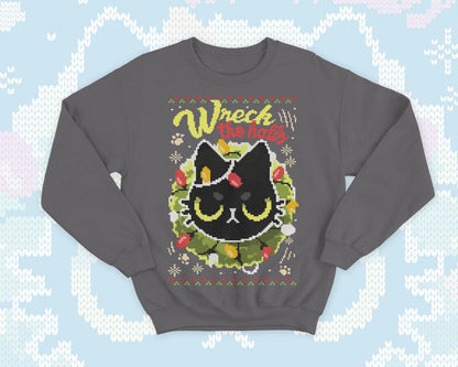 Angry cat Ugly Christmas - Cute kitty gift - geek sweatshirt - naughty kitten - Santa present