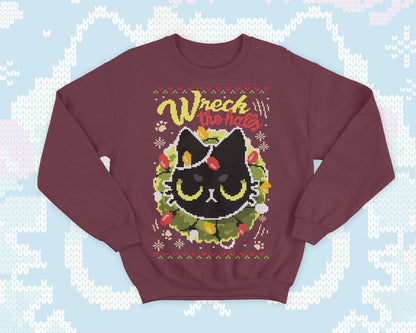 Angry cat Ugly Christmas - Cute kitty gift - geek sweatshirt - naughty kitten - Santa present
