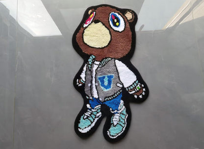 Kanye West Dropout Bear Tufted Rug Custom Anime Game Design Knitting Handmade Non-slip Area Rugs Home Decor