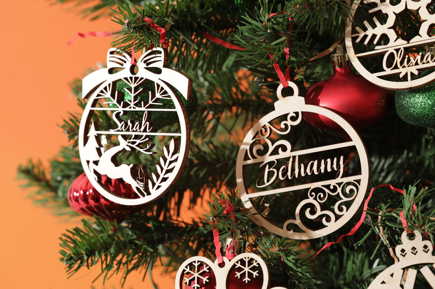 Personalized Wooden Ornament, Xmas Gift, Holiday Ornament, Laser Cut Ornament, Engraved Gift, Christmas Tree Decor, Rustic Decor, Wood Gift