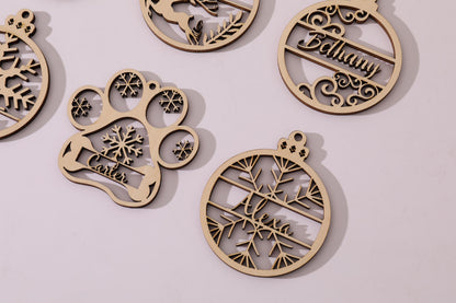 Custom Wooden Ornaments, Christmas Gift, Holiday Gift, Laser Cut Ornament, Engraved Gift, Christmas Tree Decor, Rustic Decor, Wood Gift