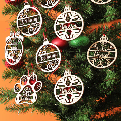 Custom Wooden Ornaments, Christmas Gift, Holiday Gift, Laser Cut Ornament, Engraved Gift, Christmas Tree Decor, Rustic Decor, Wood Gift