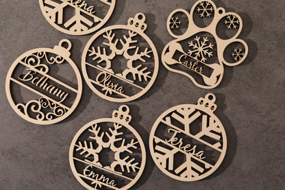 Wooden Ornament, Personalized Christmas Gift, Custom Name, Laser Cut Ornament, Engraved Ornament, Personalized Decor, Christmas Ornament