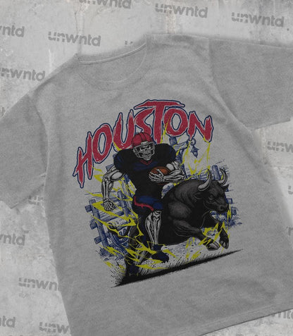 Houston Football Shirt - Graphic Tees - Skeleton Shirt - Merch Tee - Gift Shirt - Bootleg Shirt - Skeleton Football Shirt - Texans
