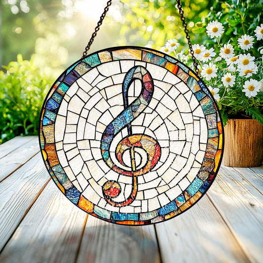 Musical Stained Glass Suncatcher, Musician Gift, Music Design,Music Teacher Gift, Choir Member, Music Accessory, Singer Gift, Musician Decor