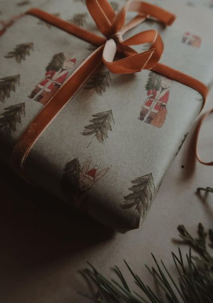 Bunny with a tree Wrapping paper, Christmas Gift Wrap, Green Christmas Wrap, recycled Christmas Gift Warp, Xmas Wrapping paper, gift