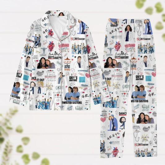 Greys Anatomy Pajamas, Meredith Grey Pj Set, Women Nursing Pajamas Set, Tv Series Christmas Pjs, Pajamas For Holiday Party, Xmas Gift