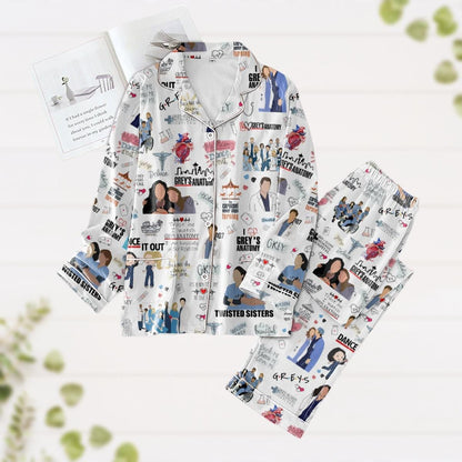 Greys Anatomy Pajamas, Meredith Grey Pj Set, Women Nursing Pajamas Set, Tv Series Christmas Pjs, Pajamas For Holiday Party, Xmas Gift