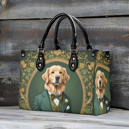 Golden Retriever in Gentleman’s Suit Crossbody Bag - Unique Vegan Leather Purse, Luxury Gift for Dog Lovers