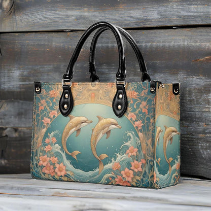 Dolphins in Art Nouveau Style Bag Cute Crossbody Bag Unique Purse Cute Purse, Luxury Bag Vegan Leather Bags Printed Designer Bag