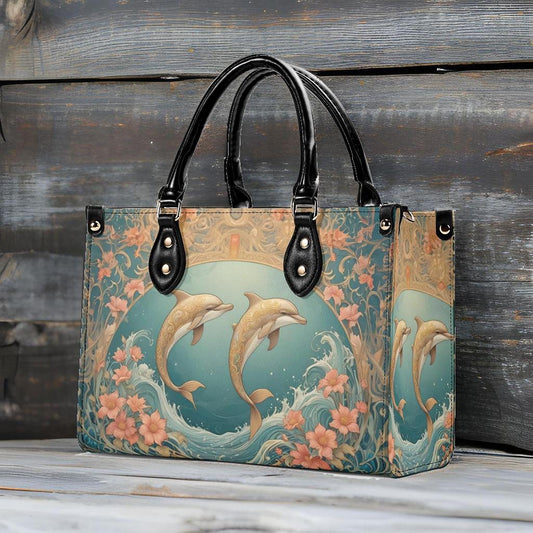 Dolphins in Art Nouveau Style Bag Cute Crossbody Bag Unique Purse Cute Purse, Luxury Bag Vegan Leather Bags Printed Designer Bag