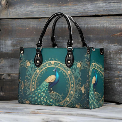Elegant Peacock Crossbody Bag - Nature-Inspired Vegan Leather Designer Purse, Unique Gift for Women