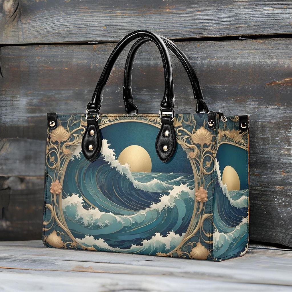 Ocean Waves Crossbody Bag - Nature-Inspired Vegan Leather Designer Purse, Unique Gift for Women